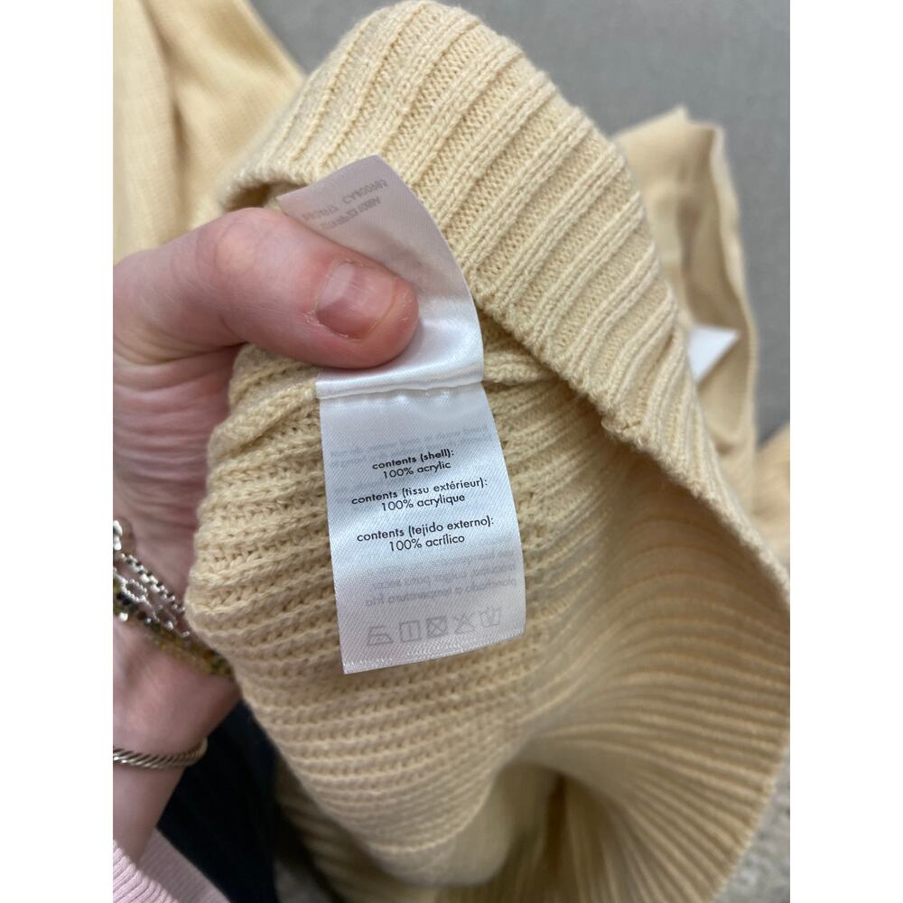 Rachel Parcell Collar V-Neck Sweater, Long Sleeve, Tan, Bleached Sand, Large NWT - Picture 8 of 9